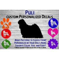 Puli Personalisiert Hund Silhouette Vinyl Sticker - Hunderasse Aufkleber-Auto Fensteraufkleber-Haustier Geschenk-Personalisiertes Haustier Aufkleber von WaterfallGlenDesigns