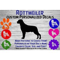 Rottweiler Personalisiertes Hunde Silhouette Vinyl Aufkleber - Hund Fenster Auto Sticker Yeti Tumbler, Phone Custom Dog Name von WaterfallGlenDesigns