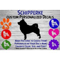 Schipperke Personalisierter Hund Silhouette Vinyl Aufkleber - Hundesticker Fensteraufkleber Autoaufkleber Hundename Tumbler Individuelle von WaterfallGlenDesigns