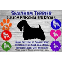 Sealyham Terrier Personalisiert Hund Silhouette Vinyl Aufkleber - Fensteraufkleber Autoaufkleber Name Tumbler, Phone Custom von WaterfallGlenDesigns