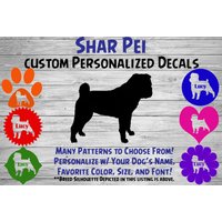 Shar Pei Personalisierter Hund Silhouette Vinyl Aufkleber - Hundesticker Fensteraufkleber Autoaufkleber Name Tumbler, Phone Art Custom von WaterfallGlenDesigns