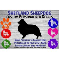 Shetland Sheepdog Sheltie Personalisiert Hund Silhouette Vinyl Aufkleber - Sticker Fensteraufkleber Autoaufkleber Name Tumbler Custom von WaterfallGlenDesigns