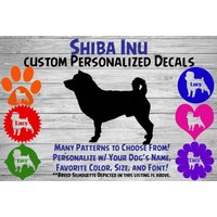 Shiba Inu Personalisierter Hund Silhouette Vinyl Aufkleber - Hundesticker Fensteraufkleber Autoaufkleber Name Tumbler, Phone Art Custom von WaterfallGlenDesigns