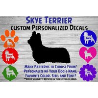 Skye Terrier Personalisiert Hund Silhouette Vinyl Aufkleber - Fensteraufkleber Autoaufkleber Name Tumbler, Phone Art Custom von WaterfallGlenDesigns