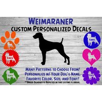 Weimaraner Personalisierter Hund Silhouette Vinyl Aufkleber - Hundesticker Fensteraufkleber Autoaufkleber Hundename Tumbler, Telefon Namensaufkleber von WaterfallGlenDesigns