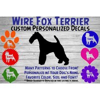 Wire Fox Terrier Personalisiert Hund Silhouette Vinyl Aufkleber - Fensteraufkleber Autoaufkleber Name Tumbler Custom von WaterfallGlenDesigns