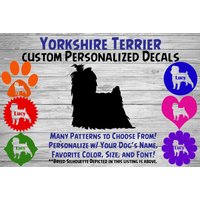 Yorkshire Terrier Personalisiert Hund Silhouette Vinyl Aufkleber - Fensteraufkleber Autoaufkleber Name Tumbler Custom von WaterfallGlenDesigns