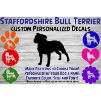 staffordshire Bull Terrier Pit Personalisiert Hund Silhouette Vinyl Aufkleber - Hundesticker Fensteraufkleber Autoaufkleber Name von WaterfallGlenDesigns