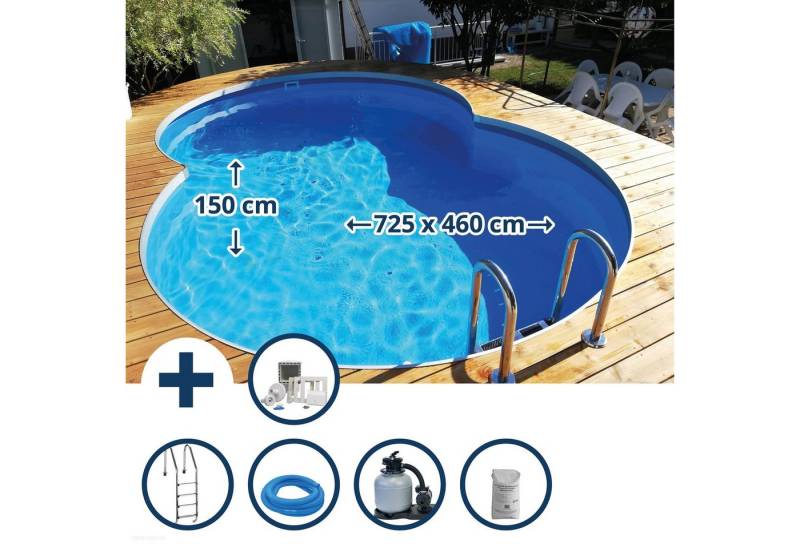 Waterman Achtformpool Stahlwandpool Set (10-teil) tief achtform Costa-Ri (Komplett-Set), verzinkte Stahlwand von Waterman