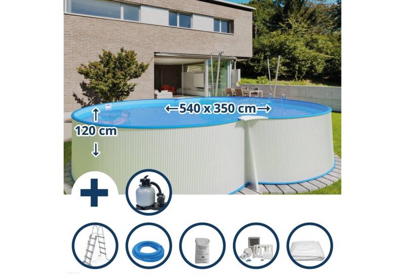 Waterman Achtformpool Stahlwandpool Set (6-teilig) hoch achtform 540 x 3 (Komplett-Set), verzinkte Stahlwand von Waterman