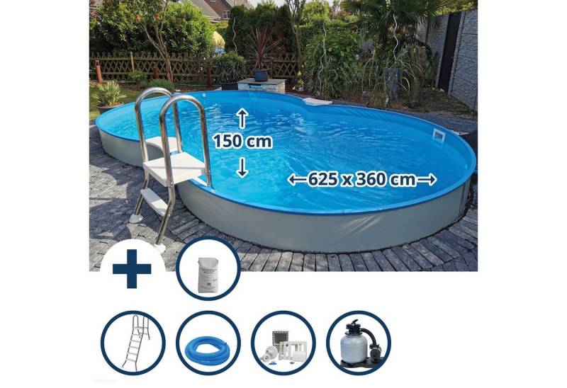 Waterman Achtformpool Stahlwandpool Set (9-teil) halbhoch achtform Canne (Komplett-Set), verzinkte Stahlwand von Waterman