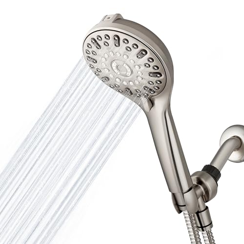 Waterpik ShowerClean Pro Handbrause, Hochdruck-Spülbrause mit integrierter Power-Waschmaschine, Duschreiniger aus gebürstetem Nickel, QCM-769ME von Waterpik