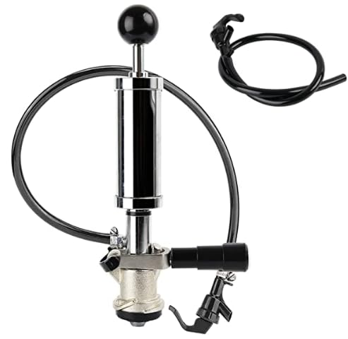 Watflow Fass Party Pumpe, American D System Beer Fass Tap Party Pump, 4 Zoll Picknick Pumpe mit schwarzem Bierhahn & Bierschlauch, verchromtes Fass Draft Beer Party Pumpe mit 2 Schlauchschellen Watflow Fass Party Pumpe, American D System Beer Fass Tap Party Pump, 4 Zoll Picknick Pumpe mit schwarzem Bierhahn & Bierschlauch, verchromtes Fass Draft Beer Party Pumpe mit 2 Schlauchschellen von Watflow