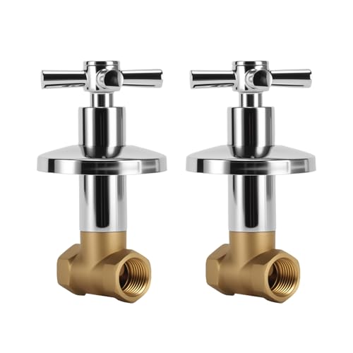 Weirun Absperrventil, 1,27 cm NPT Messingkörper, 1/4-Umdrehungsventil mit Kreuzgriff, Ersatzteile, universell passend für Dusche, Küche und Wohnmobile, 2 Stück, Chrom Weirun Absperrventil, 1,27 cm NPT Messingkörper, 1/4-Umdrehungsventil mit Kreuzgriff, Ersatzteile, universell passend für Dusche, Küche und Wohnmobile, 2 Stück, Chrom von Watflow