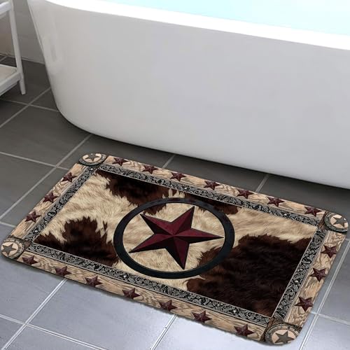 Badematte mit Western-Texas-Motiv, Kuhfell-Druck, Badematte, Wildwest, Cowboy, Ranchhaus, Rodeo, Landhaus, Badezimmerzubehör, weich, rutschfest, für Badezimmer, Schlafzimmer, Küche, Outdoor Badematte mit Western-Texas-Motiv, Kuhfell-Druck, Badematte, Wildwest, Cowboy, Ranchhaus, Rodeo, Landhaus, Badezimmerzubehör, weich, rutschfest, für Badezimmer, Schlafzimmer, Küche, Outdoor von Wathon