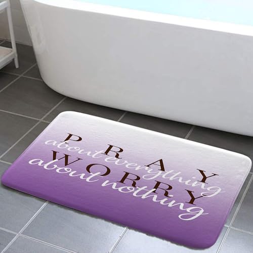 Violette Badematte, lila, lila mit inspirierenden Zitaten, Badteppich, modern, niedlich, schick, lila-weiß, Badezimmer-Accessoires, weich, rutschfest, für Badezimmer, Schlafzimmer, Küche, Outdoor, von Wathon