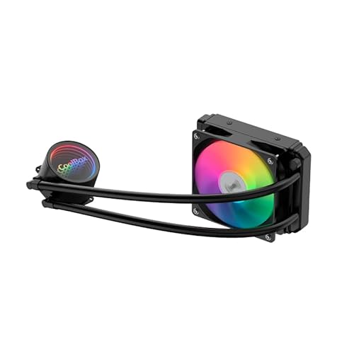 Flüssigkühlung - A-RGB-System, 120 mm, schwarzes Design, inklusive Pumpe und Heizkörper mit hoher Effizienz, bestehend aus langlebigen Materialien von Watio Wave