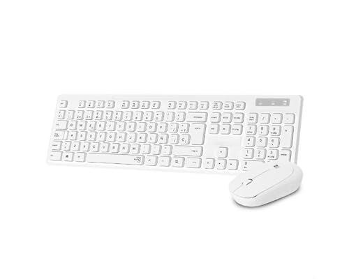 Tastatur und Maus – leises kabelloses Set in Weiß, schlankes Design, ideal für Büro, USB-Anschluss, einfach zu bedienen und elegant von Watio Wave