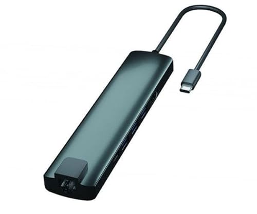 Watio Wave 9-in-1 Type-C-Adapter mit HDMI-, USB-C-PD-, USB 3.0-, RJ45-, SD- und Microsd-Anschlüssen, ideal für mehrere Verbindungen und Datenübertragung. von Watio Wave