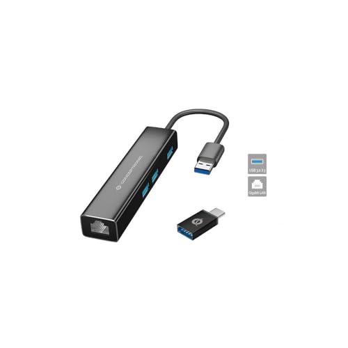 Watio Wave Adapter-Hub Typ C mit 3 USB-3.0-Anschlüssen und Gigabit-Ethernet RJ45, ideal für den Anschluss mehrerer Geräte und Hochgeschwindigkeitsnetzwerke. von Watio Wave