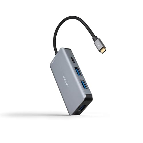 Watio Wave USB-C-Hub, 5 Ports, USB 3.2, 15 cm, ideal für den Anschluss mehrerer Geräte. Hochgeschwindigkeitsunterstützung. * von Watio Wave