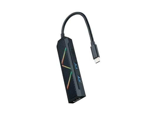 Watio Wave USB-C-Hub mit 4 USB-3.0-Anschlüssen, inklusive RGB-Beleuchtung, kompatibel mit modernen Geräten, hohe Datenübertragungsgeschwindigkeit von Watio Wave