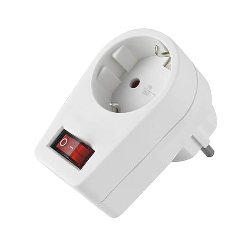 Adapter 1 Steckdose mit Schalter 16 A/25 V. Schuko-Steckdose mit Kinderschutz. von WatioWave