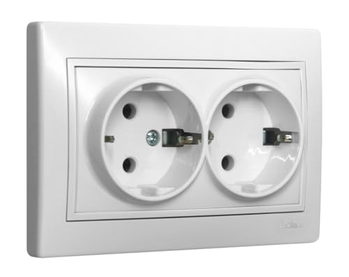 Doppelsockel Schuko 2P+T, weiß, Serie EUROPA Doppelsockel Schuko 2P+T, weiß, Serie EUROPA von WatioWave