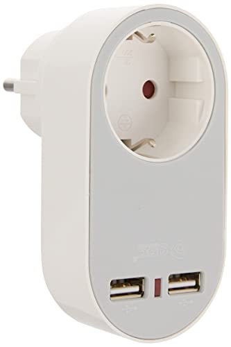 Steckdose mit 2 x USB-Ausgang 5 V, Weiß/Grau, 0 von WatioWave