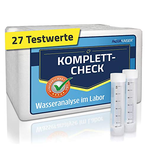 Aquakaiser Wassertest – Komplett-Test auf die gängigsten Schwermetalle, Bakterien, Mineralstoffe, Wasserhärte... – inkl. Kühlbox und Laboranalyse von Aquakaiser
