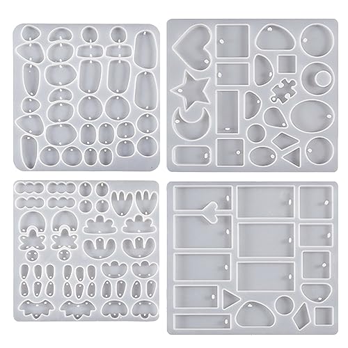 4pcs Kristall Epoxidohrringe Schmuckformen Hängende Anhängerdekoration Mehrere Stile Unregelmäßige Spiegel Silikonform Herzschlüsselkettenformen Mit Loch von Watreketal