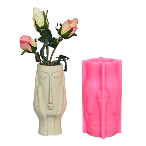 Abstrakte Kunstgesichtsförmige Pflanzer Vase Formen Zemente Form Silikonmaterial Für Handherstellung Saftig Pflanzlicher Blütenknopf Silikongussform von Watreketal