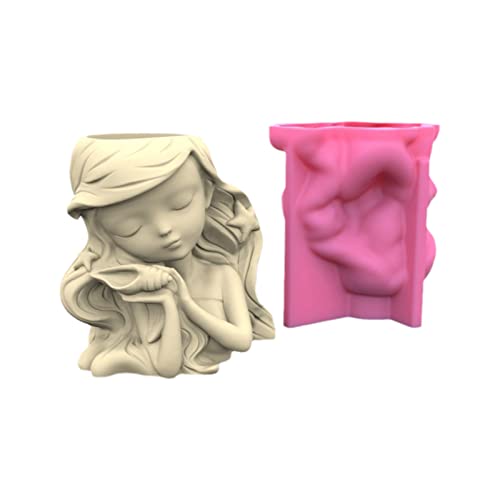 Conch Girl Concrete Silikonform Sukkulenten Blumenpot Tonzement Gipsform Form Hausgarten Blumentöpfe Formschützern Formen Für Epoxidharz von Watreketal