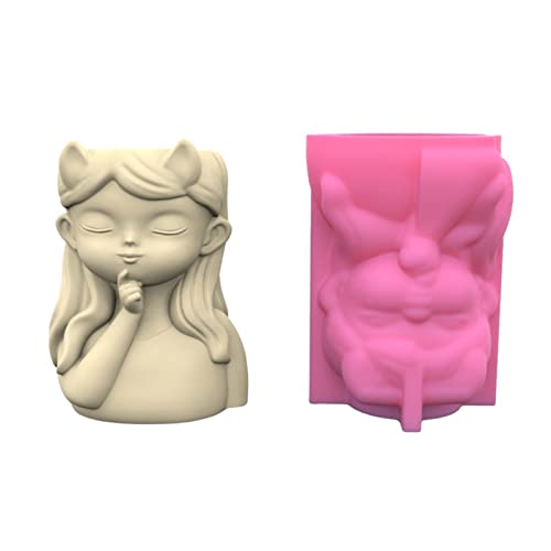 Hausgemachter Sukkulenten Pflanzentopf Silikonschimmelpflanze Kreative Angle Mädchen Mit Flügelstifthalter Behälter Blumentopf Silikonform von Watreketal