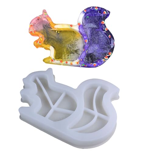 Kreatives Silikonform Für Harzschalen Große Eichhörnchen Form Der Untersetzerform Bastelt Schimmelpexy Schmuckhalter Teller Eichhörnchen Tablett. von Watreketal