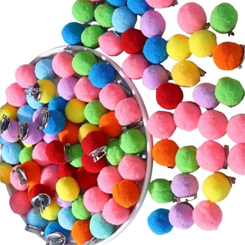 Packung Von 10 Farbenfrohen Pompoms Clip Plüschbällchen Sicherheitsnadel Vorhang Kleidung Verschönerung Accessoire Für Hochzeitsdekoration Vorhangstift Haken von Watreketal
