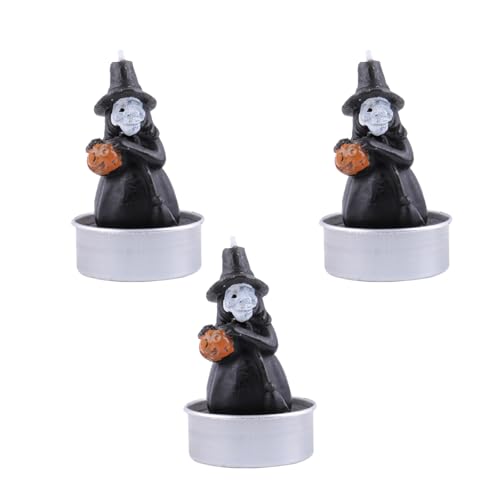 Set Von 3 Gruseligen Halloween Dekoren Mit Lustigen Schwarzen Katzen Figuren Kerze Für Innen Und Außen Nutzungstischdekoration Halloween Kerzen Dekore von Watreketal