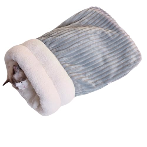 Warme Katzen Betthöhle Verdicken Liner Nest Für Winter Bequeme Fässer Form Schlafsack Für Kaltes Wetter Kuscheln Weiche Samt Katzen Bett von Watreketal