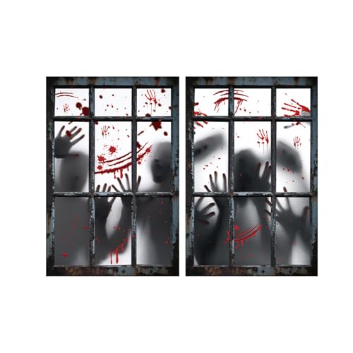 Watreketal 10 Teile Einfach Installieren Sie Geisterthemen Türfenster Vorhang Polyester Halloween Party Dekoration Scary Backdrops Terrorszene Hintergrund Halloween Vorräte von Watreketal