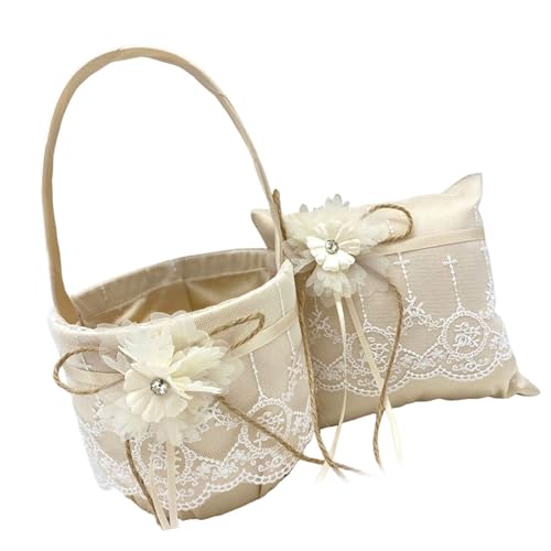 Watreketal Eheringe Trägerkorb Spitze Bögen Punnet Kissen Kissen Requisiten Elegante Dekoration Langlebiger Blumenkorb Set Watreketal Eheringe Trägerkorb Spitze Bögen Punnet Kissen Kissen Requisiten Elegante Dekoration Langlebiger Blumenkorb Set von Watreketal