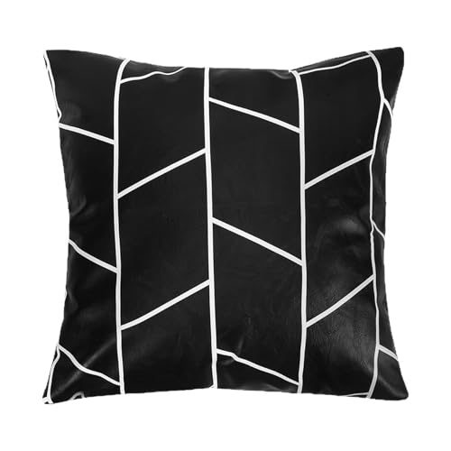 Watreketal Elegante Schwarze Synthetische Lederkissenbezug Haustierfreundlichkeit Easy Maintenance Home Dekoration PU Lederkissen Abdeckung von Watreketal