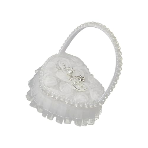 Watreketal Elegante Spitzenringe Kissenbox Kreativer Handheld Hochzeitshalter Für Brautzeremonie Schmuck Display Accessoires Hochzeitsträger von Watreketal