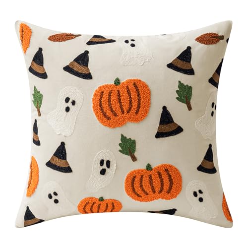 Watreketal Polyester Halloweens Kissen Hülle Maschine Waschbares Stickart Für Sofa Bett Büro Styling Halloweens Themenstickte Kissenbezug von Watreketal