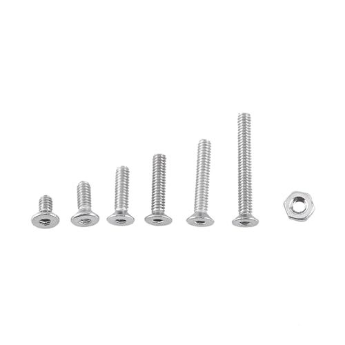 Watris Veiyi 250PCS M2 Schrauben Set, A2 Edelstahl Metrische Schrauben Set, Innensechskant Schraube Mit Muttern Schrauben Set (Flacher Kopf) von Watris Veiyi