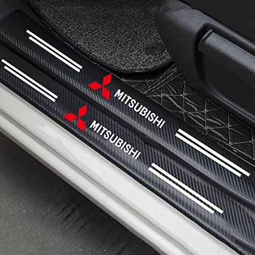 Watsky 4 Stück Carbon Fiber TüRschweller Schutzpedal Abdeckung,für Mitsubishi ASX Lancer Pajero Outlander L200 Delica Eclipse Auto Einstiegsleisten Schutz Kratzfest Aufklebe von Watsky