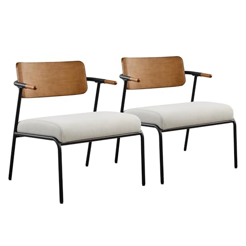 Watson & Whitely Accent Chair 2er Set Mid-Century Moderner Stuhl Gepolsterter Loungesessel mit Metallgestell & Abnehmbarem Kissen Seitensessel für Wohnzimmer Kaffeesessel Stoff in Creme Watson & Whitely Accent Chair 2er Set Mid-Century Moderner Stuhl Gepolsterter Loungesessel mit Metallgestell & Abnehmbarem Kissen Seitensessel für Wohnzimmer Kaffeesessel Stoff in Creme von Watson & Whitely