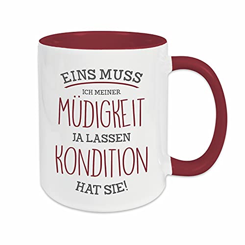 Müdigkeit Büro-Tasse mit Spruch Geschenkidee Arbeitskollegen Kaffeetasse Lustig / burgund von Watt n KRAM