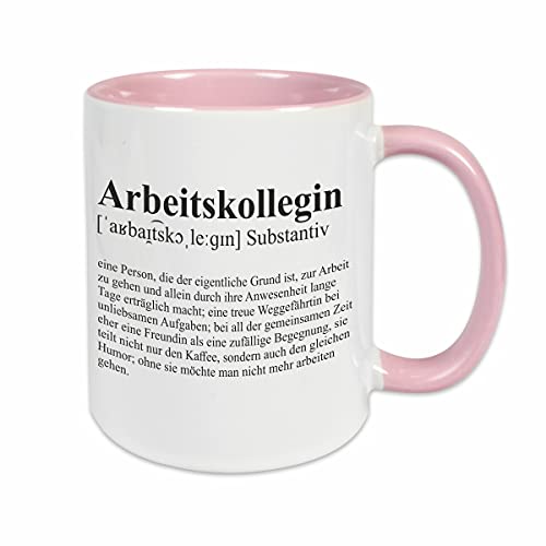 Arbeitskollegin Tasse mit Spruch und Text Definition - Kaffeetasse im Wörterbuch-Stil / rosa von Watt n KRAM