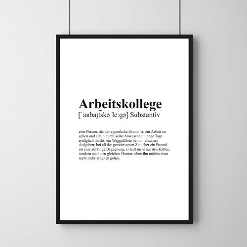 Watt n KRAM Poster ARBEITSKOLLEGE Geschenk Geburtstag Spruch Definition Kunstdruck Büro Danke / ohne Rahmen/ DIN A1 von Watt n KRAM