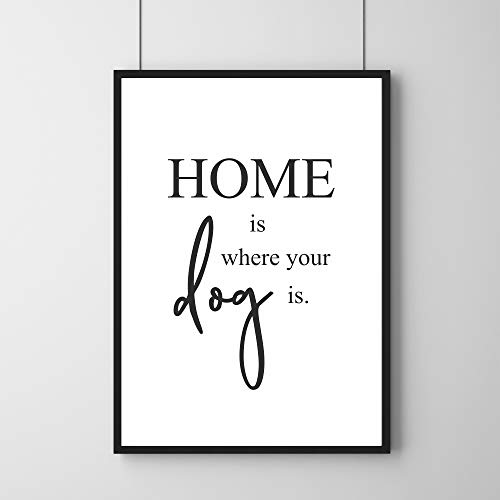 Watt n KRAM Poster - Home Is Where Your Dog Is - Hund Spruch Haustier Liebe Geschenk-Idee /ohne Rahmen / 29,7 x 42 cm (A3) von Watt n KRAM
